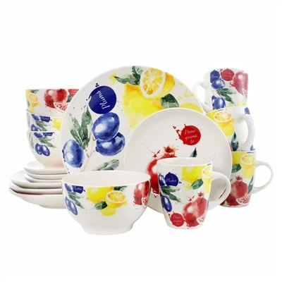 Set posuđa s apliciranim voćnim uzorkom