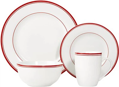 Set pribora za jelo s crvenim prugama